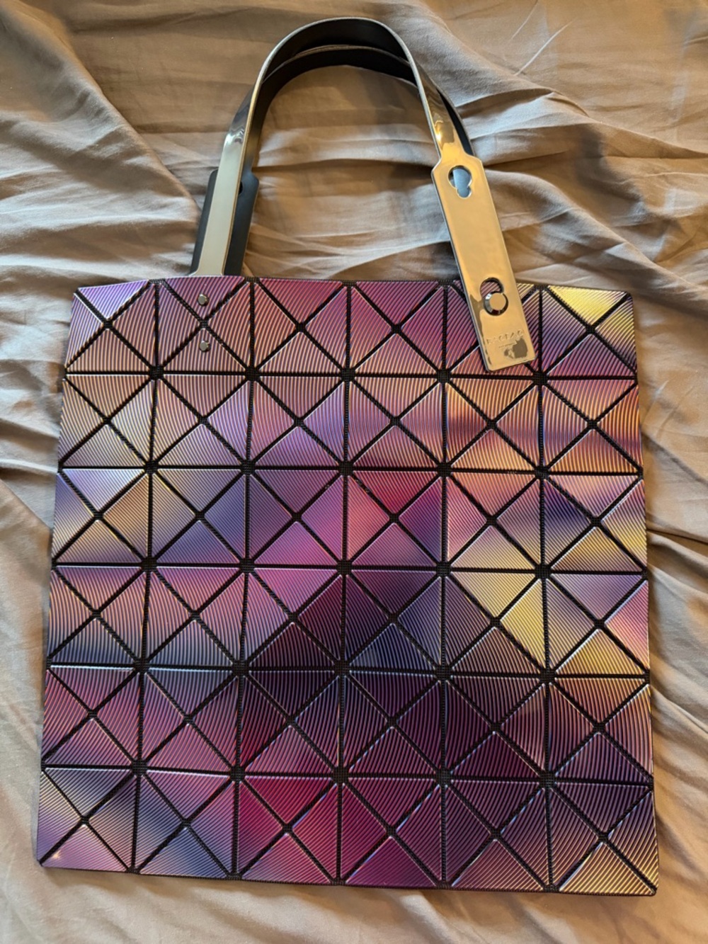 Issey Miyake Iridescent Purple Gradient Geometric Tote